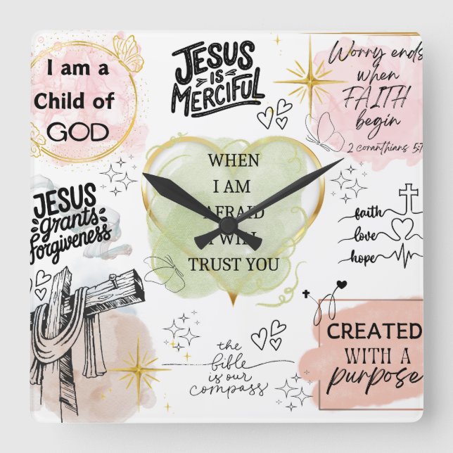 Religiösans bekräftelser fyrkantig klocka (Framsida)