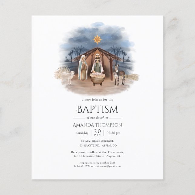 Religiösans inbjudan till jultomhet, baptism flygblad (Framsidan)