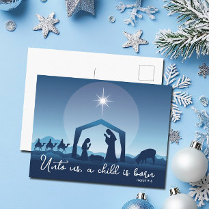 Religiösans jultomhet Scene Blue Helg Vykort