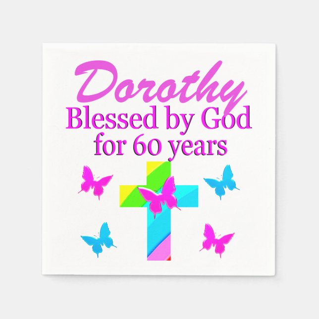 RELIGIÖSANS PERSONLIG 60 BIRTHDAY NAPKINS PAPPERSSERVETT (Framsidan)
