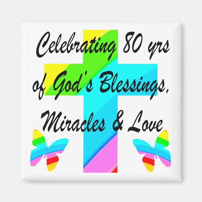 RELIGIÖSANS PERSONLIG 80:E BIRTHDAY-UTFORMNING MAGNET (Framsidan)