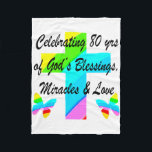 RELIGIÖSANS PERSONLIG 80TH BIRTHDAY DESIGN FLEECEFILT<br><div class="desc">Jesus kärlek är en speciellare 80-årig kvinna som är en inspiration för alla. Njut av den här vackra och charmerande regnbågskonstruktionen kor och fjärilen 80 år på Tees, Apparel, Tote bags, Juvelry, Wall Art och exceptionella gåvor. Din tro fylld till 80 år gammal kommer att värna om denna unika och...</div>