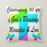 RELIGIÖSANS PERSONLIG 80TH BIRTHDAY DESIGN KUDDE<br><div class="desc">Jesus kärlek är en speciellare 80-årig kvinna som är en inspiration för alla. Njut av den här vackra och charmerande regnbågskonstruktionen kor och fjärilen 80 år på Tees, Apparel, Tote bags, Juvelry, Wall Art och exceptionella gåvor. Din tro fylld till 80 år gammal kommer att värna om denna unika och...</div>