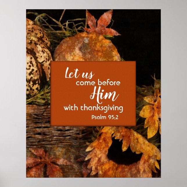Religiösans Thanksgiving Poster med Psalm 95:2 (Framsidan)