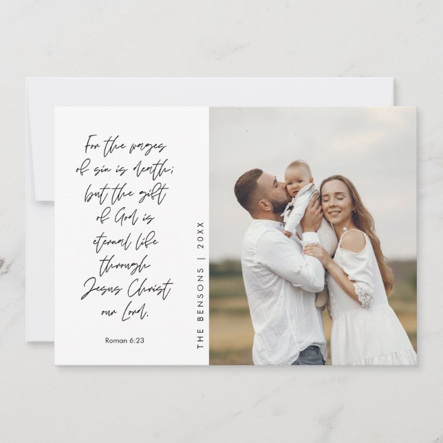 Religiöst, God Jul, Kristet Familjefoto Julkort (Framsida)