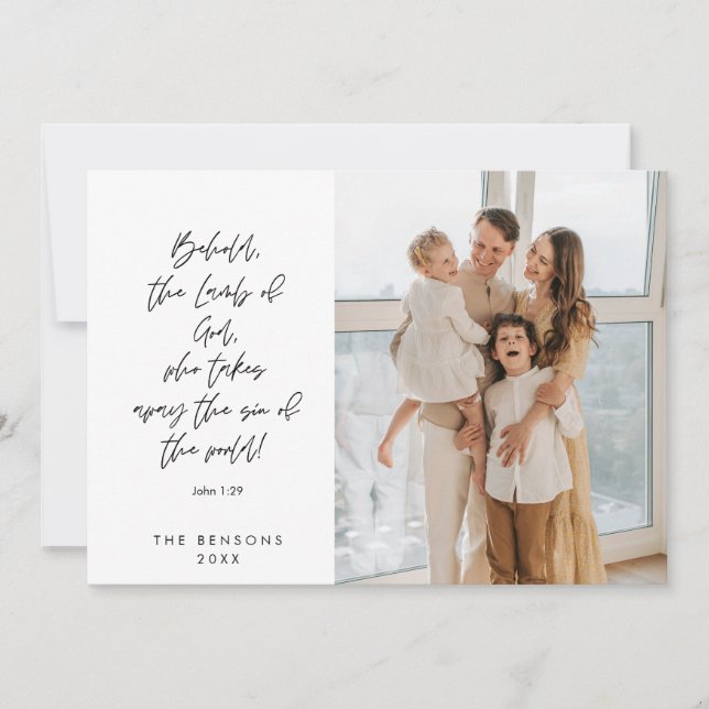 Religiöst, God Jul, Kristet Familjefoto Julkort (Framsida)