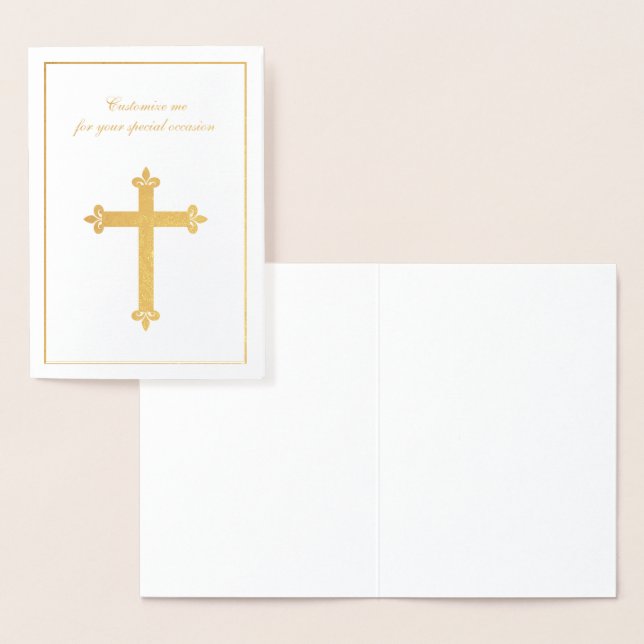 Religiöst Guld Kors för Särskilda Tillfällen Folierat Kort (Display)