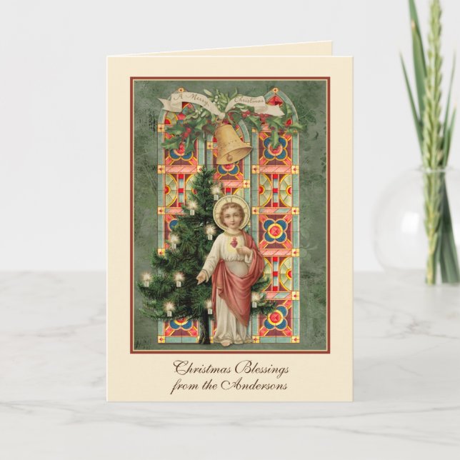 Religiöst jul Jesus skrift stundande bön Helgkort (Framsida)