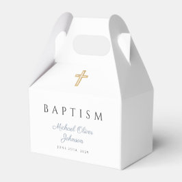 Religiöst kors dammig skript blå pojke dop presentaskar