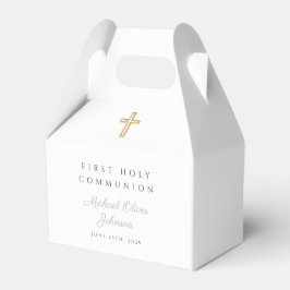Religiöst kors Sage grön pojke första kommunion Presentaskar