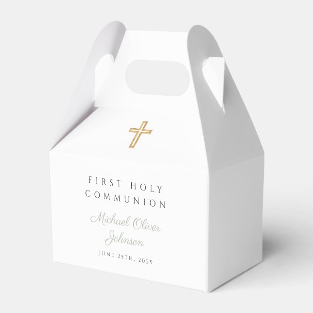 Religiöst kors Sage grön pojke första kommunion  Presentaskar (Framsidan Sidan)