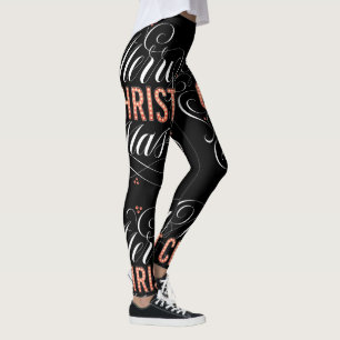 Religiöst rött stort festtältljus för god jul leggings