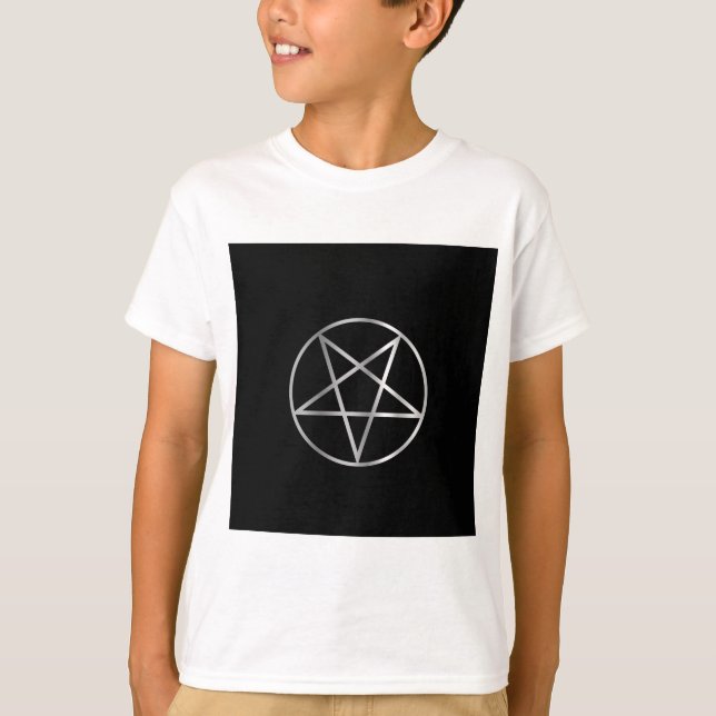 Religiöst symbol för pentacle av satanism tee shirt (Framsida)