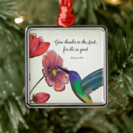 Religiöst tänkande av dig blommor med kolibri julgransprydnad metall