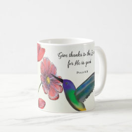 Religiöst tänkande av dig blommor med kolibri kaffemugg