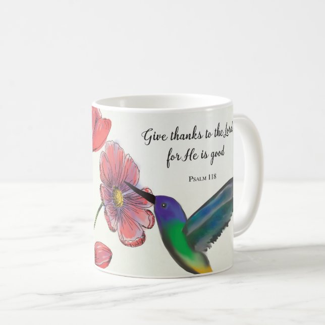 Religiöst tänkande av dig blommor med kolibri kaffemugg (Framsida höger)