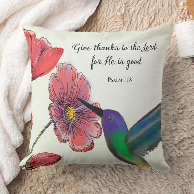 Religiöst Tänkande av Dig Blommor med Kolibri Kudde (Filt)