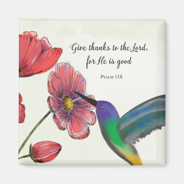 Religiöst Tänkande av Dig Blommor med Kolibri Magnet (Framsidan)