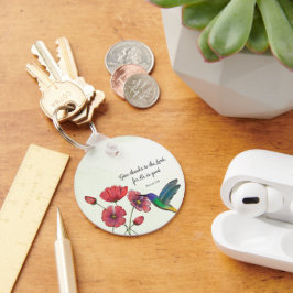Religiöst tänkande av dig blommor med kolibri nyckelring