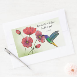 Religiöst tänkande av dig blommor med kolibri rektangulärt klistermärke