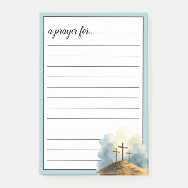 Religiöst Tre Kors Krigsrum Bön Post-it Block (Framsida)