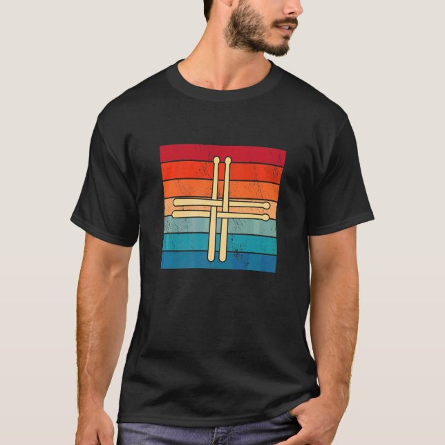 Religious Christian Drummer Drums  Drum Stick Cros T Shirt (Framsida)