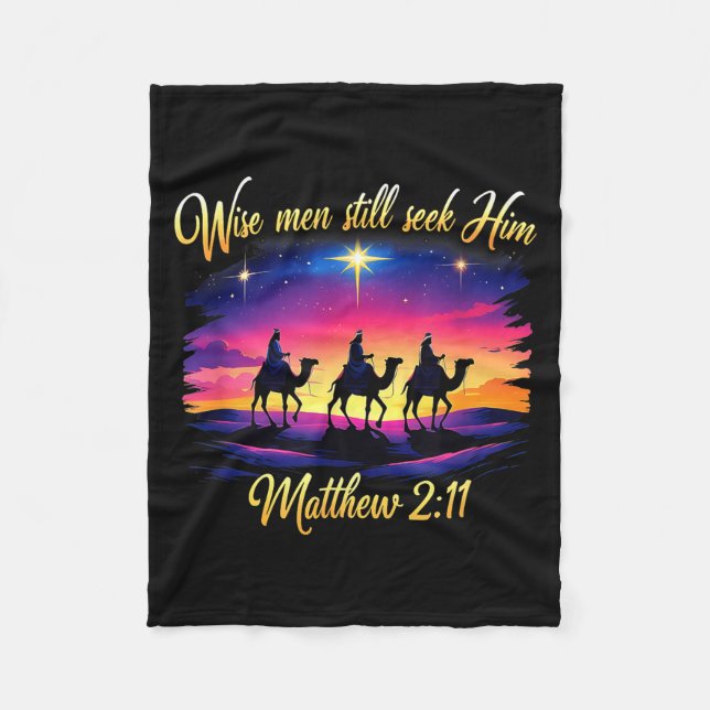 Religious Christmas Wise Men Still Seek Him 3 King Fleecefilt (Framsidan)
