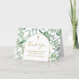 Religious Eucalyptus greenery Thank you card Tack Kort