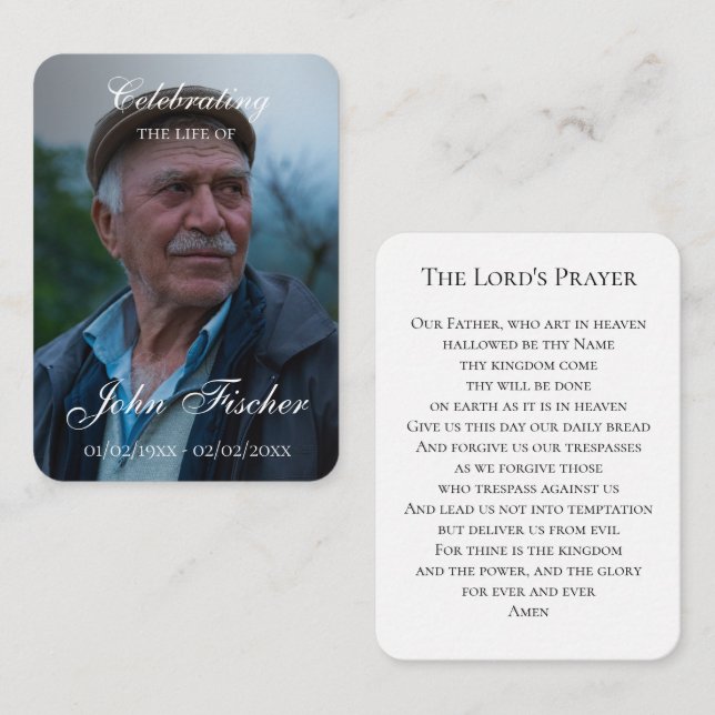 Religious funeral Keepsake photo Prayer card Anteckningskort (Fram/baksida)