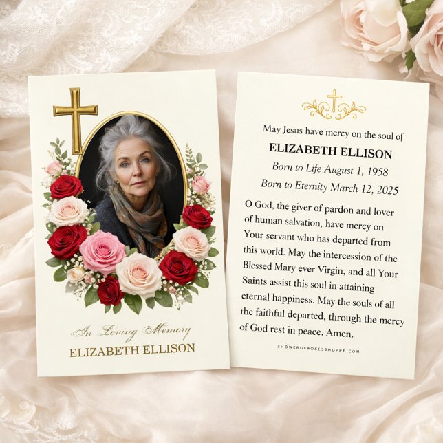 Religious Funeral Memorial Photo Prayer  Visitkort (Skapare uppladdad)