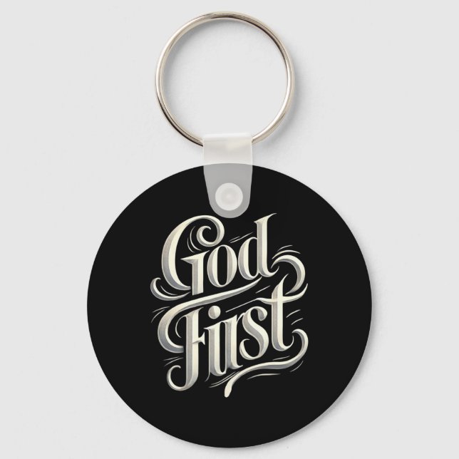 Religious God First Faith Based New Believer Cloth Nyckelring (Framsida)
