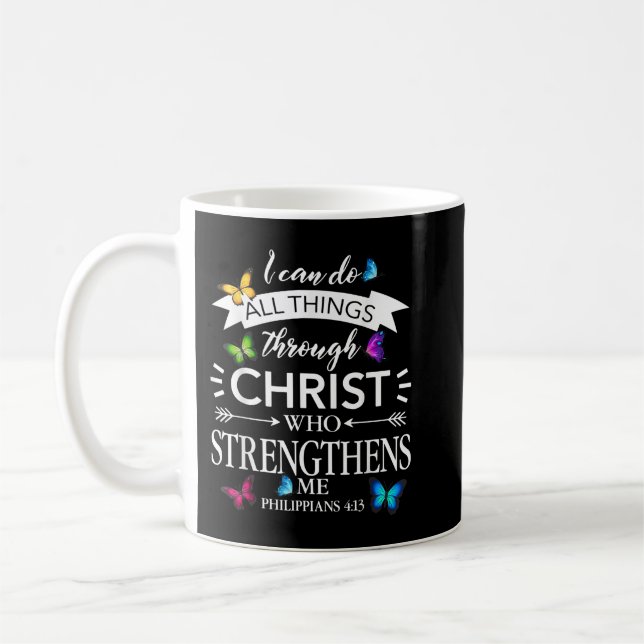 Religious I Can Do All Things Through Christ Butte Kaffemugg (Vänster)