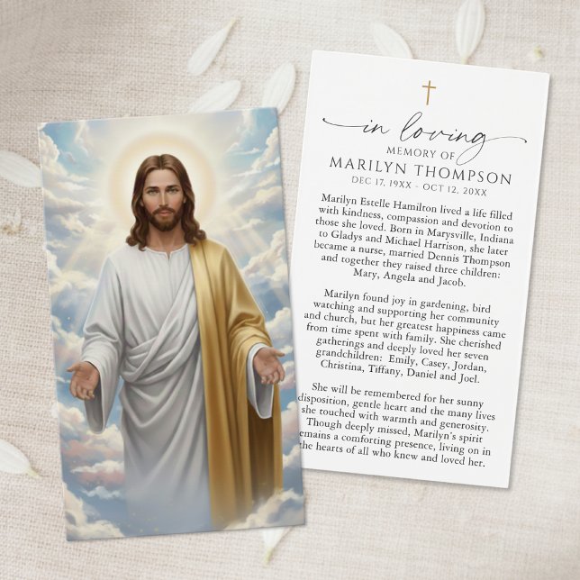 Religious Jesus Remembrance Sympathy Prayer Card Visitkort (Skapare uppladdad)