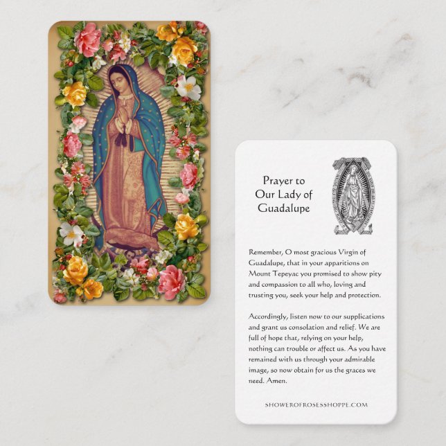 Religious Lady of Guadalupe Catholic Holy Prayer Placeringskort (Fram/baksida)