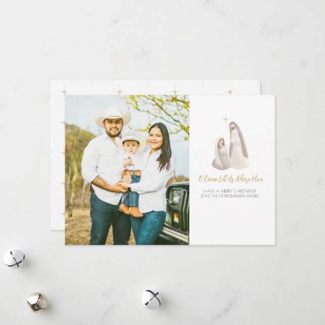 Religious Nativity 1 Photo Christmas Card Julkort (Fram/Back In Situ)