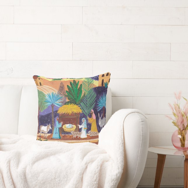 Religious Nativity Scene Glory to God Christmas Kudde (Soffa)