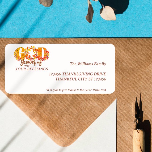 Religious Thanksgiving Dinner Faith Bible Quote Adressetikett (Religious Thanksgiving Dinner Faith Bible Quote Label)