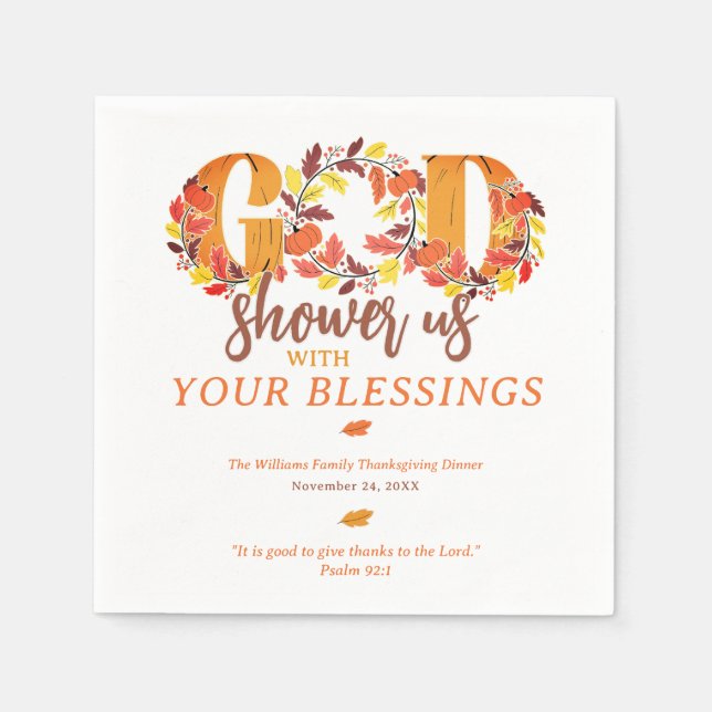 Religious Thanksgiving Dinner Faith Bible Quote Pappersservett (Framsidan)