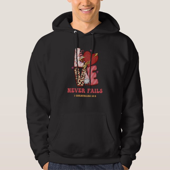 Religious Valentines Christian Bible Church Love N Hoodie (Framsida)