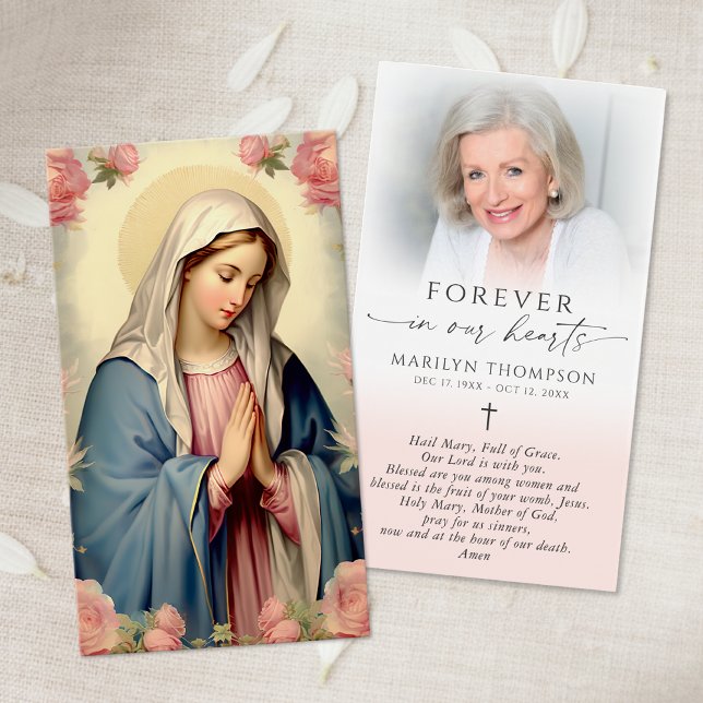 Religious Virgin Mary Cross Photo Prayer Card Visitkort (Skapare uppladdad)