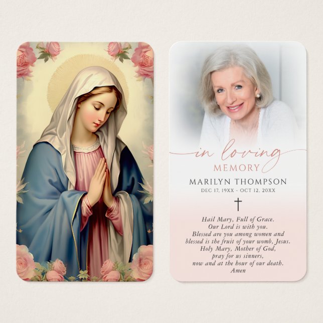 Religious Virgin Mary Cross Prayer Card Visitkort (Framsida & baksida)