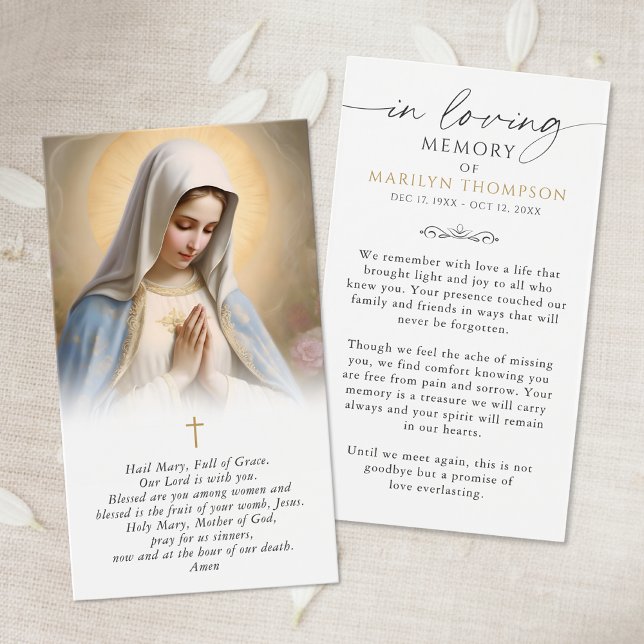 Religious Virgin Mary Photo Funeral Prayer Card Visitkort (Skapare uppladdad)