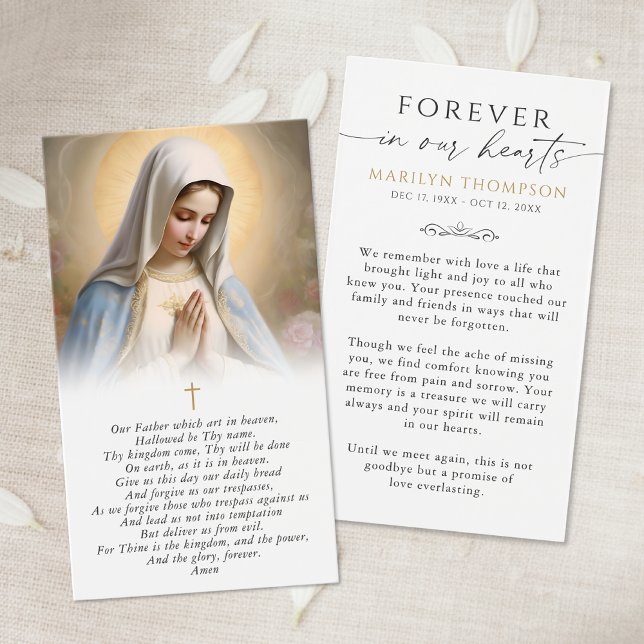 Religious Virgin Mary Photo Sympathy Prayer Card Visitkort (Skapare uppladdad)