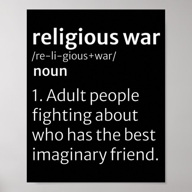 Religious War Dictionary Sarcastic Definition Funn Poster (Framsidan)