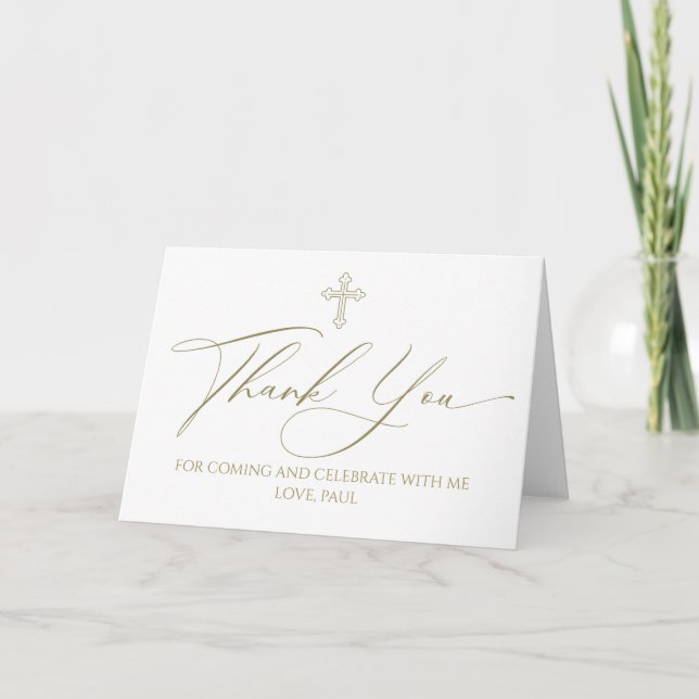 Religious white and gold thank you card tack kort (Framsida)