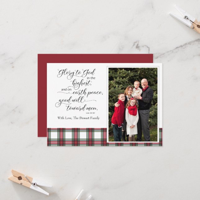 Religt julfoto-kort Luke Bible Verse (Fram/Back In Situ)