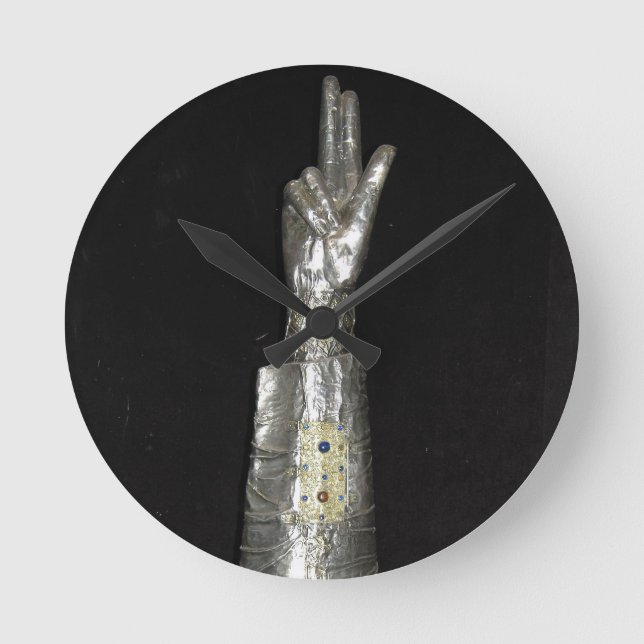 Reliquary av St George (silver & trä) Rund Klocka (Framsida)