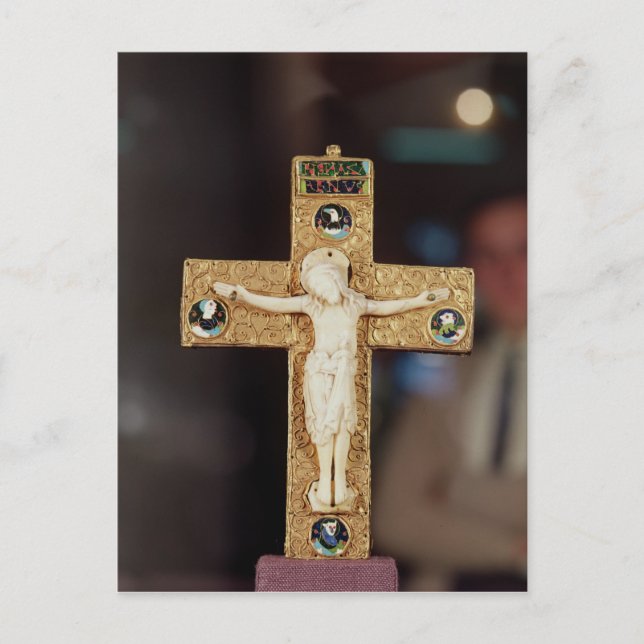 Reliquary crucifix, elfenben Kristus vid guld kor Vykort (Framsida)