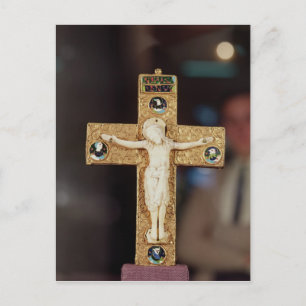 Reliquary crucifix, elfenben Kristus vid guld kor Vykort