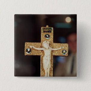 Reliquarycrucifix, elfenbenKristus på guldkor Knapp